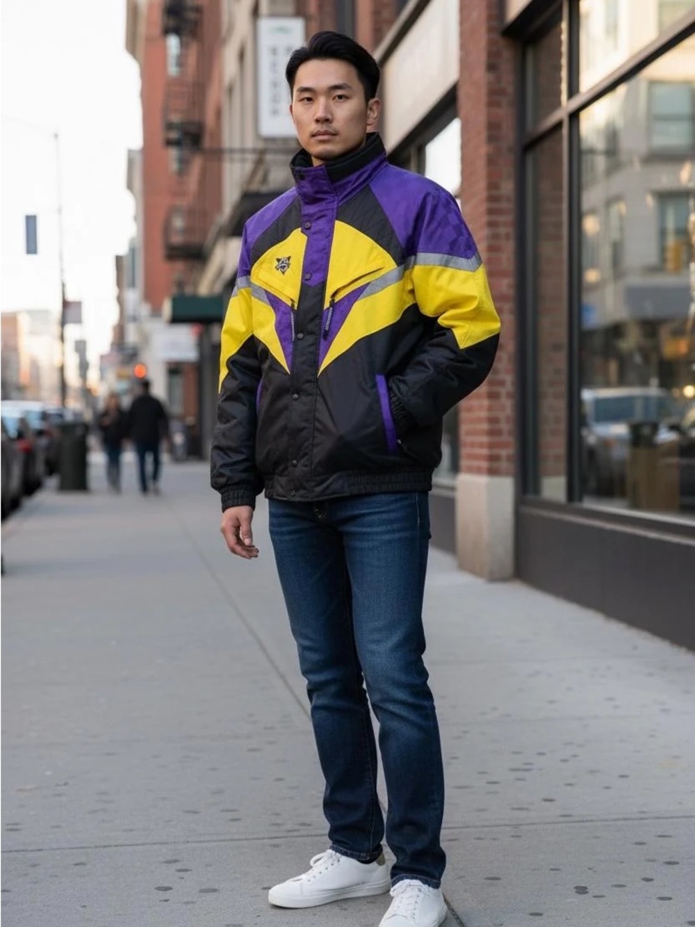 Vintage 90s Colorblock Ski Jacket | Purple, Yellow, Black